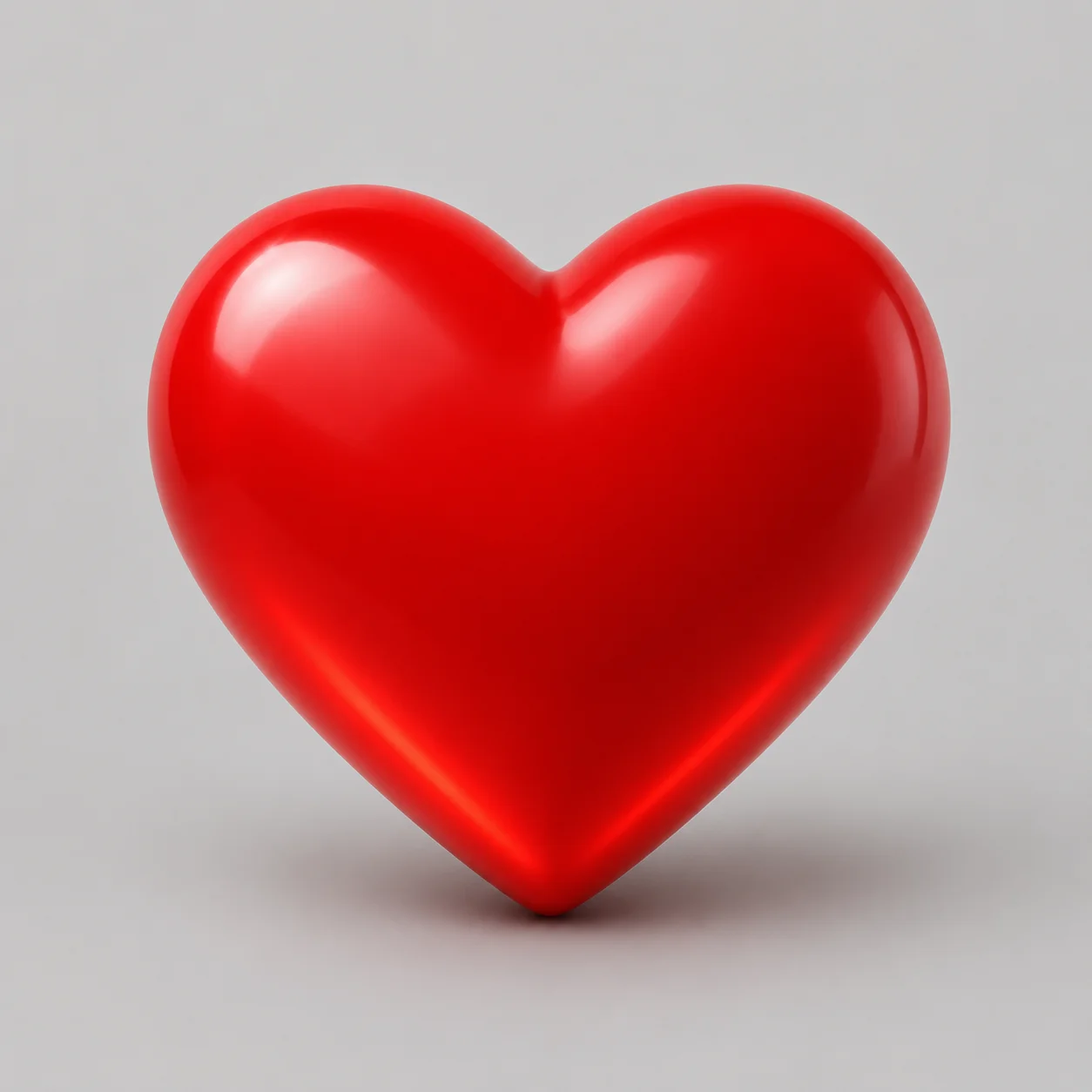 Glossy 3D red heart pfp in classic crimson with bright highlight on soft grey background for Instagram avatars (108 characters)