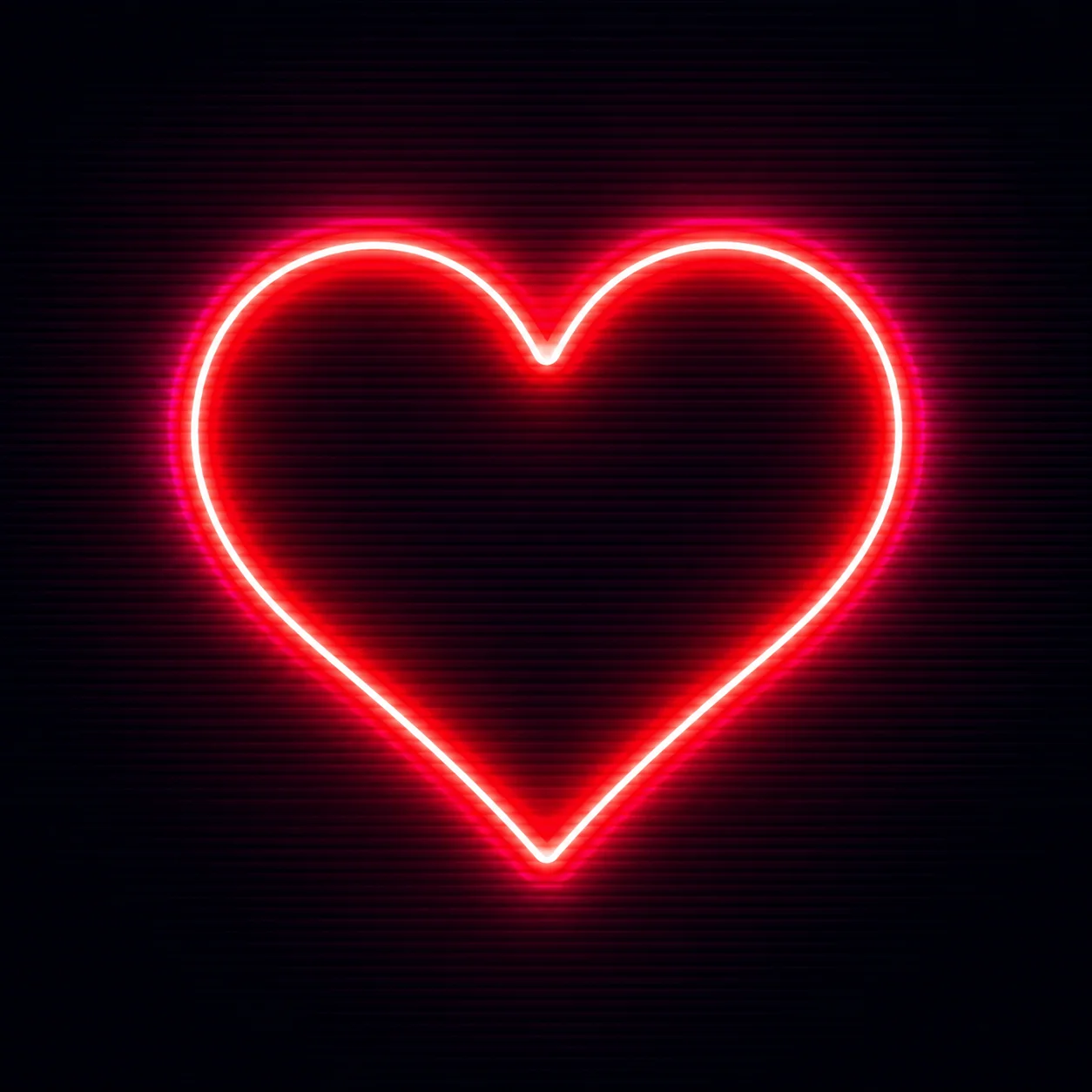 Glowing neon red heart pfp with soft crimson bloom on dark navy backdrop for cyberpunk gaming avatars (99 characters)