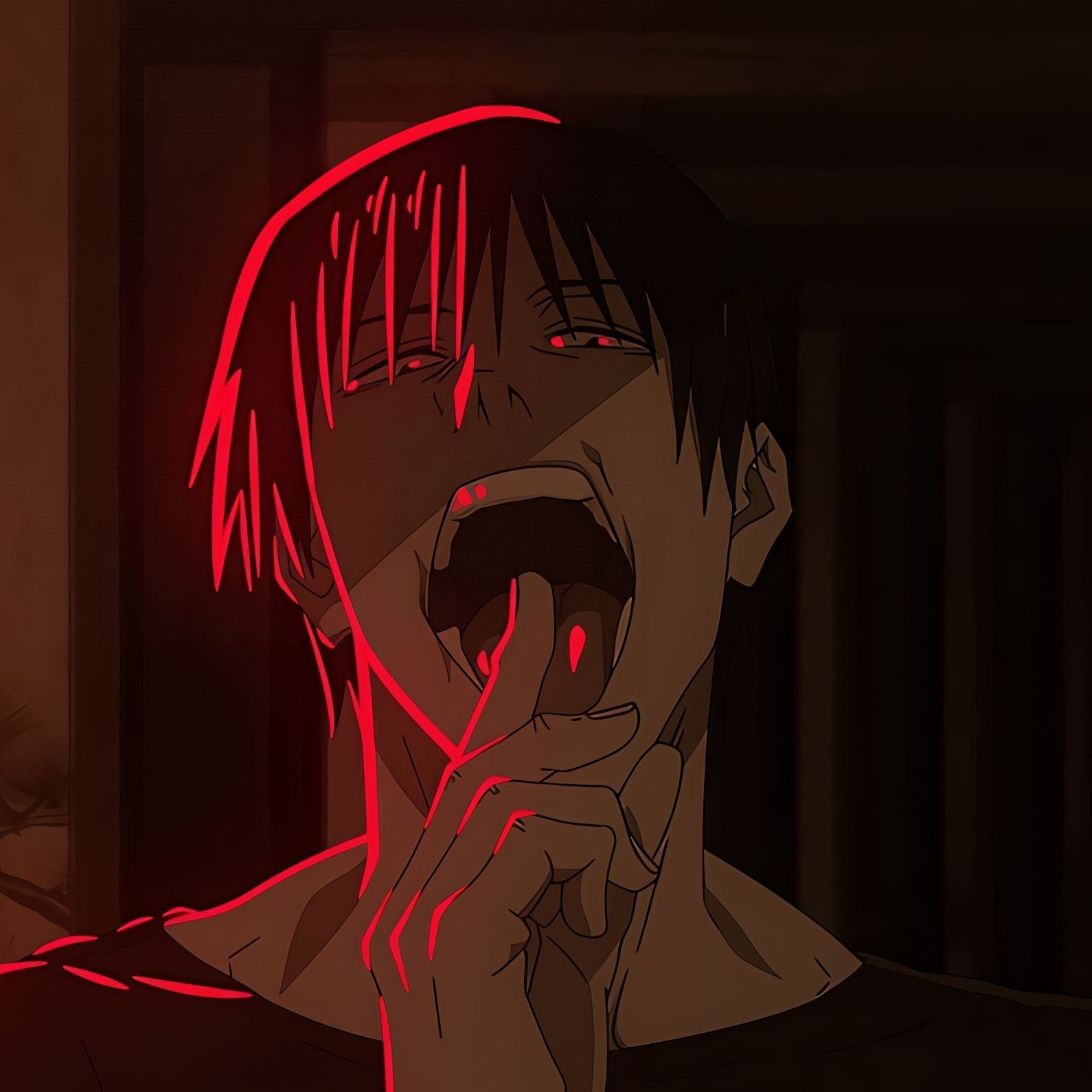 Minimal red pfp with half-face lighting and soft shadows for elegant profile picture use