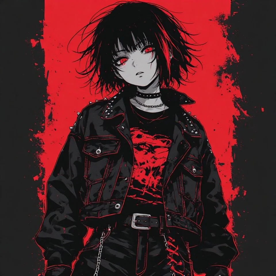 Red Y2K pfp with camcorder flash and streetwear styling for bold Instagram profile use