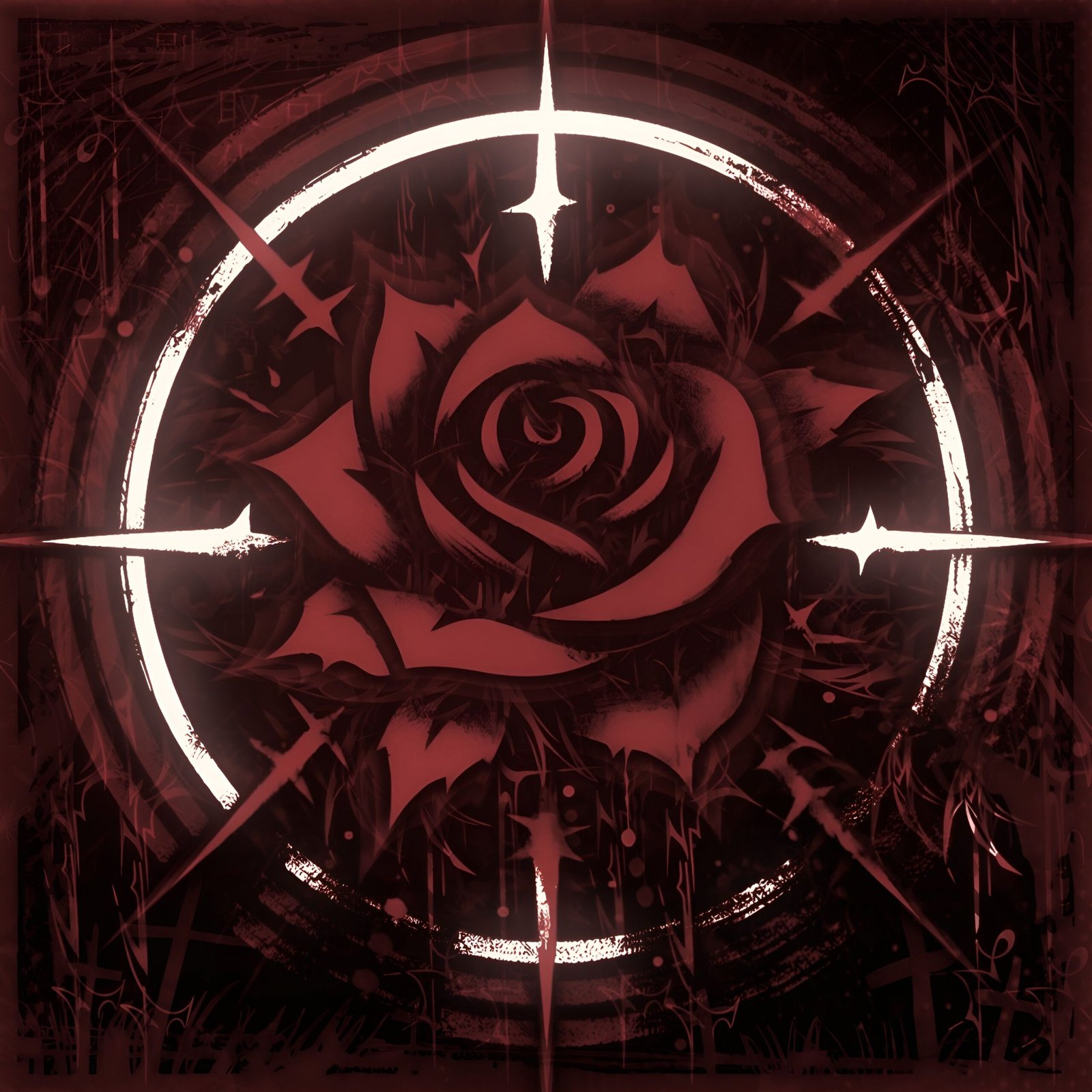 Red Y2K pfp with flip phone pose and star stickers for nostalgic social media avatars