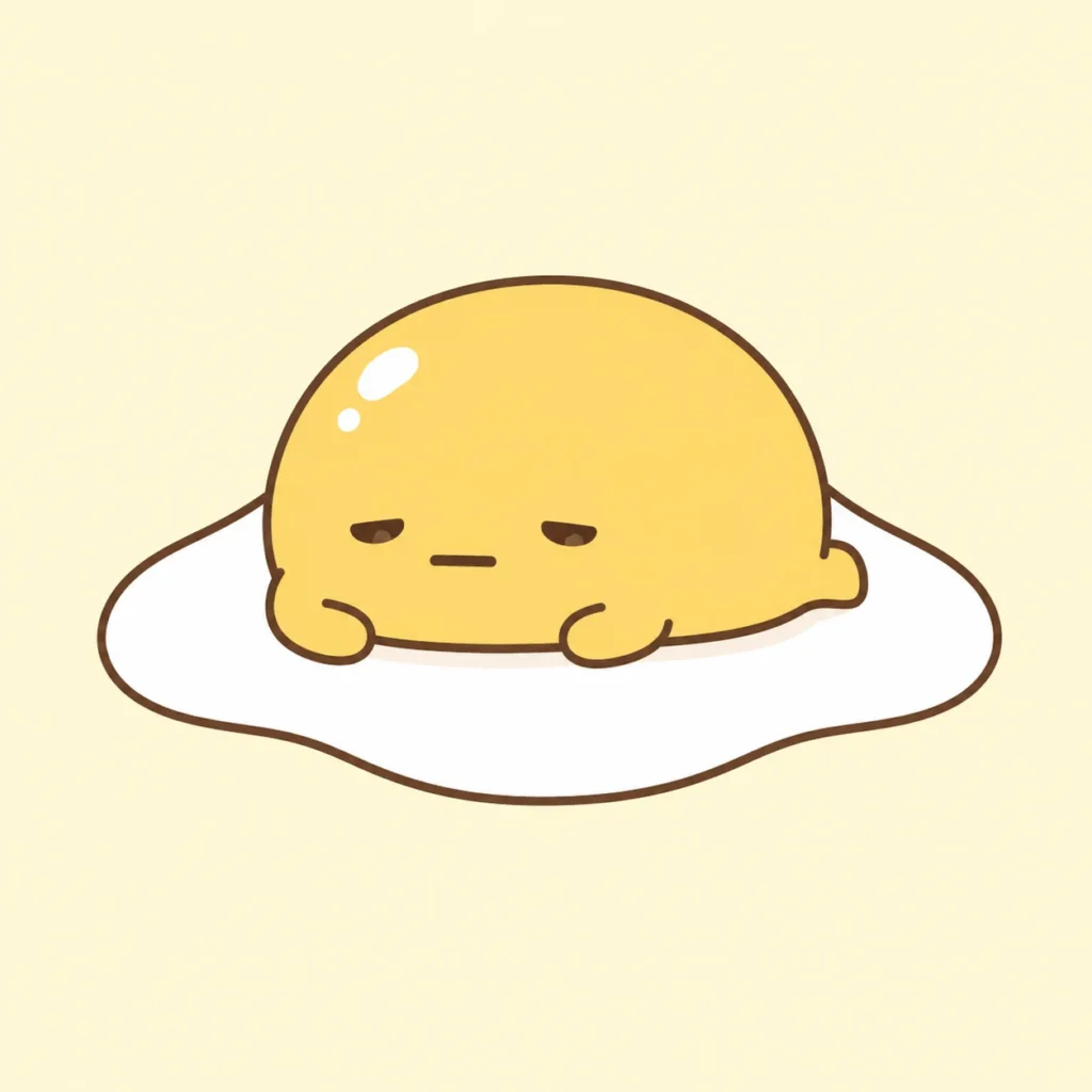 Sanrio-inspired kawaii pfp with soft yellow lazy cute mood for playful online avatars