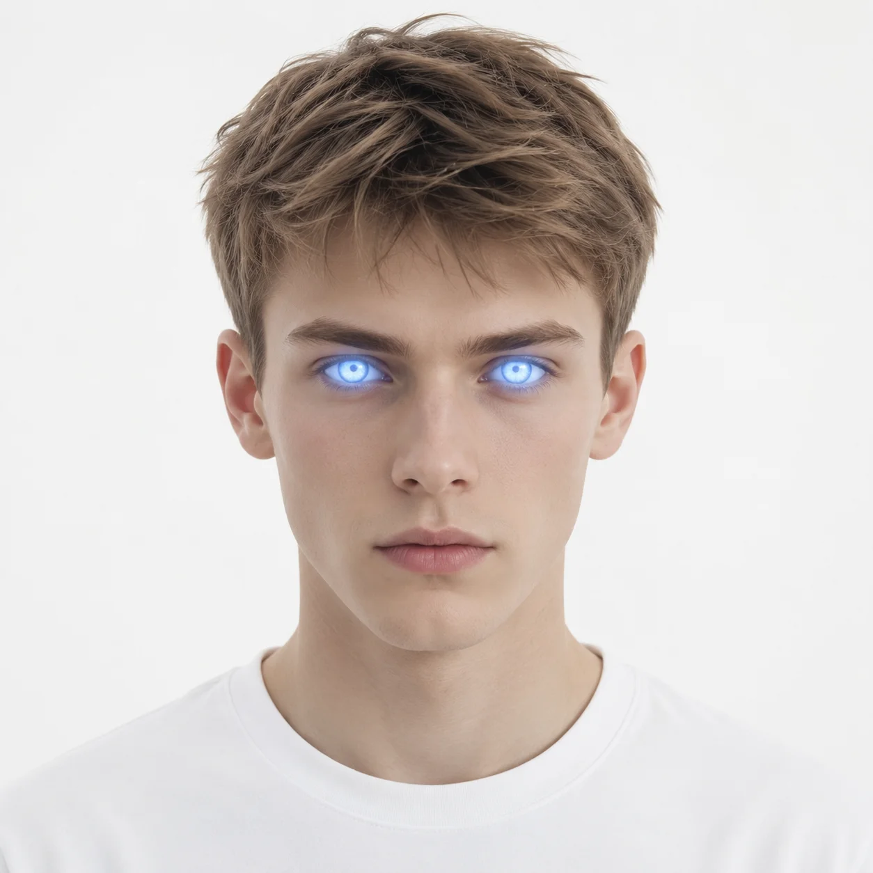 White pfp boy with luminous eyes and clean minimal style for TikTok, Discord, and profile icon use