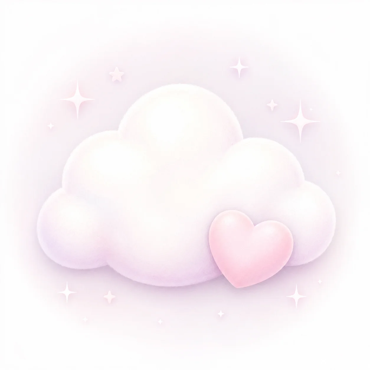 Soft white pfp with cloud and heart details for a dreamy cute Instagram or TikTok avatar