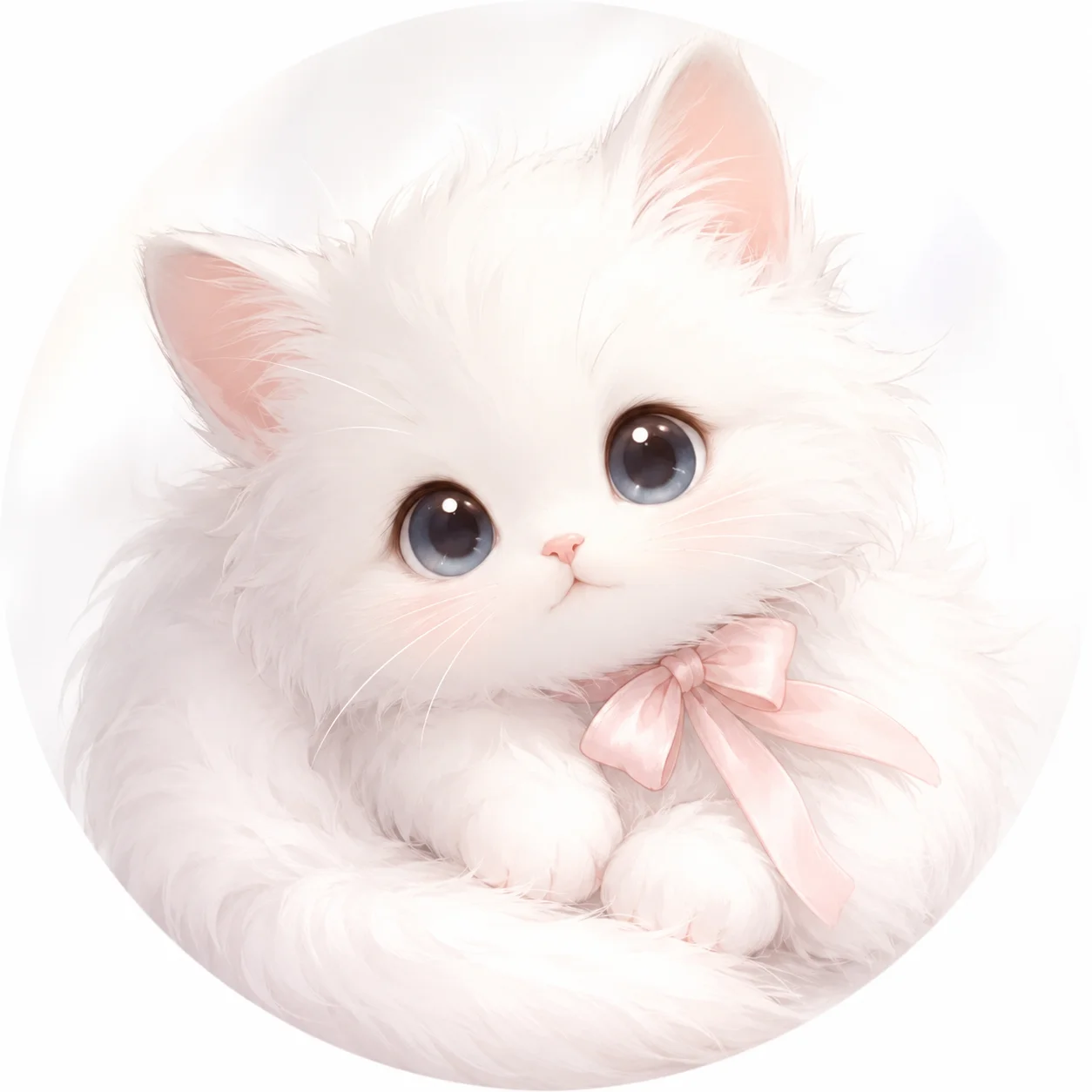 Cute white pfp with fluffy cat and soft expression perfect for Discord and Instagram aesthetic profiles