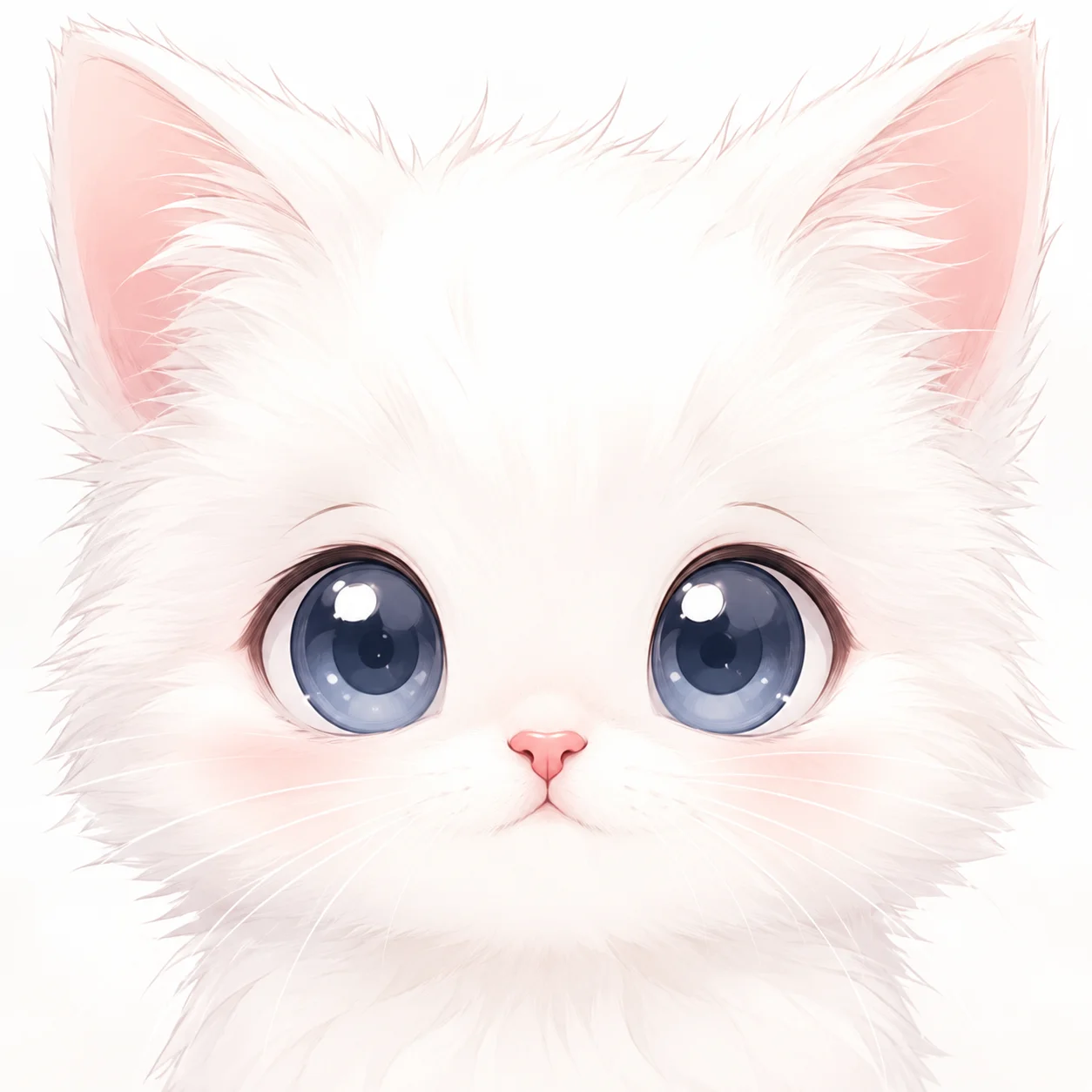 Cute white kitten pfp with big eyes and clean aesthetic style for profile picture and avatar use
