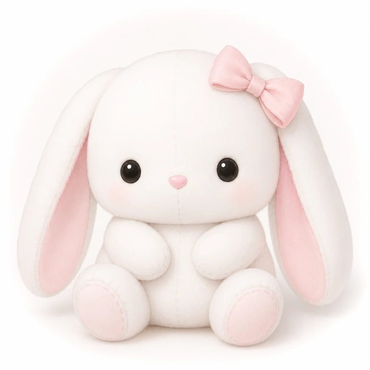 Kawaii white pfp with plush bunny styling and clean background for cute profile picture use