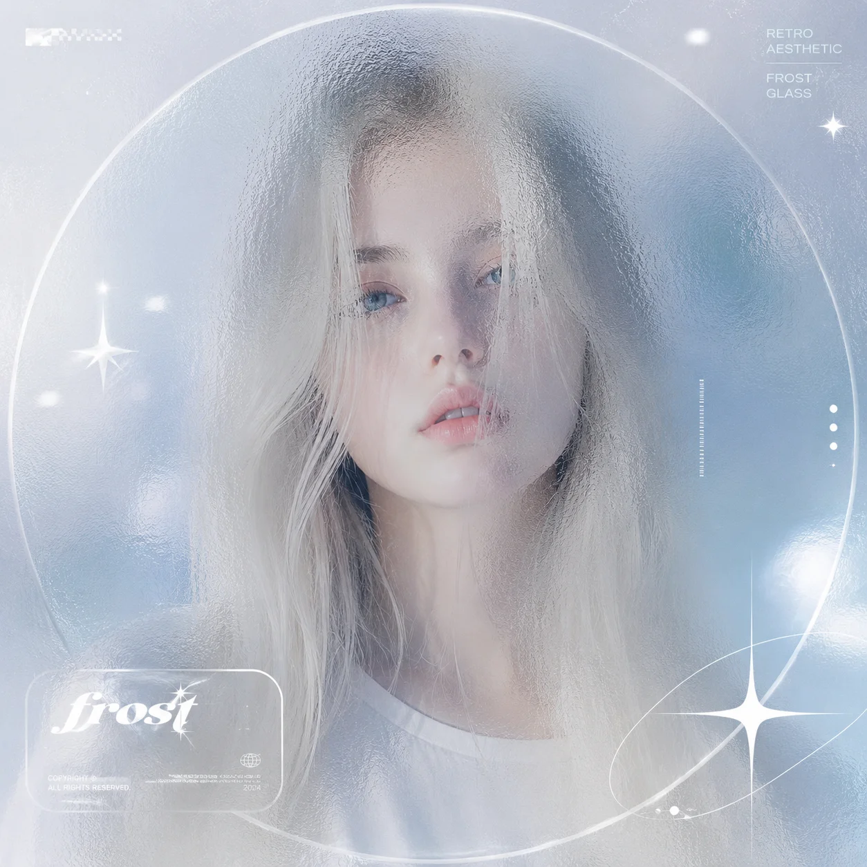 Retro white pfp with frosted glass aesthetic and cool tones for TikTok and Instagram avatar use