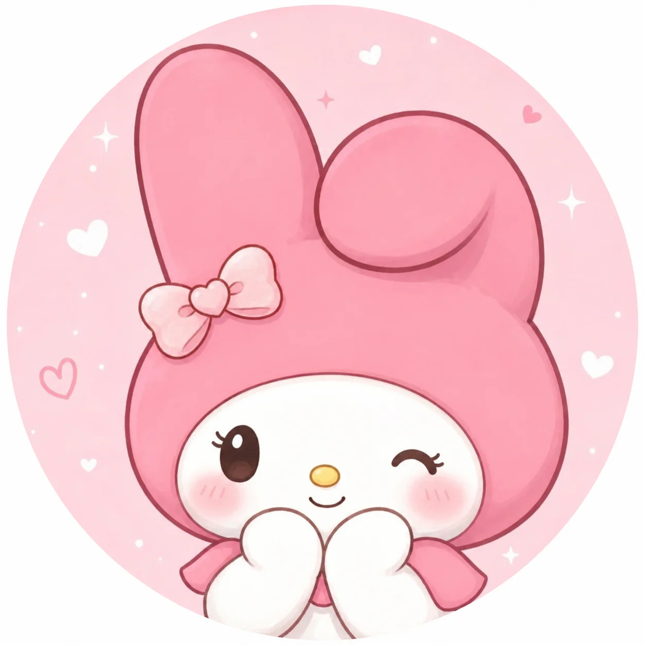 Adorable My Melody kawaii PFP with tiny bow, smile, and pink blush