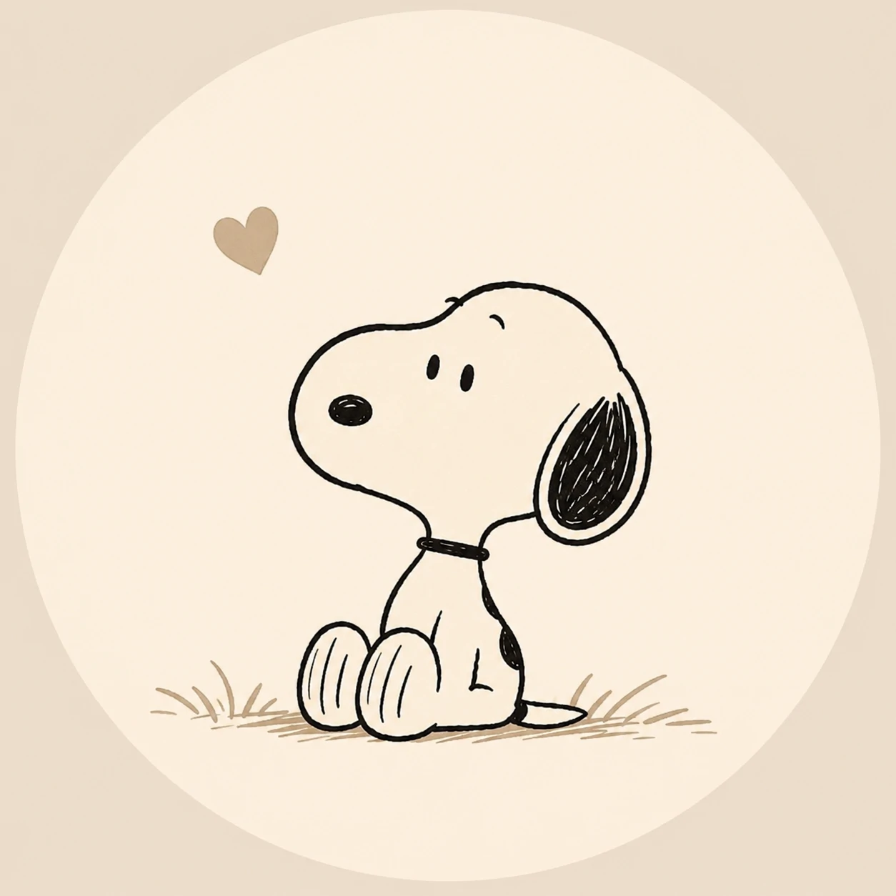 Snoopy on a cream beige background in an aesthetic profile picture
