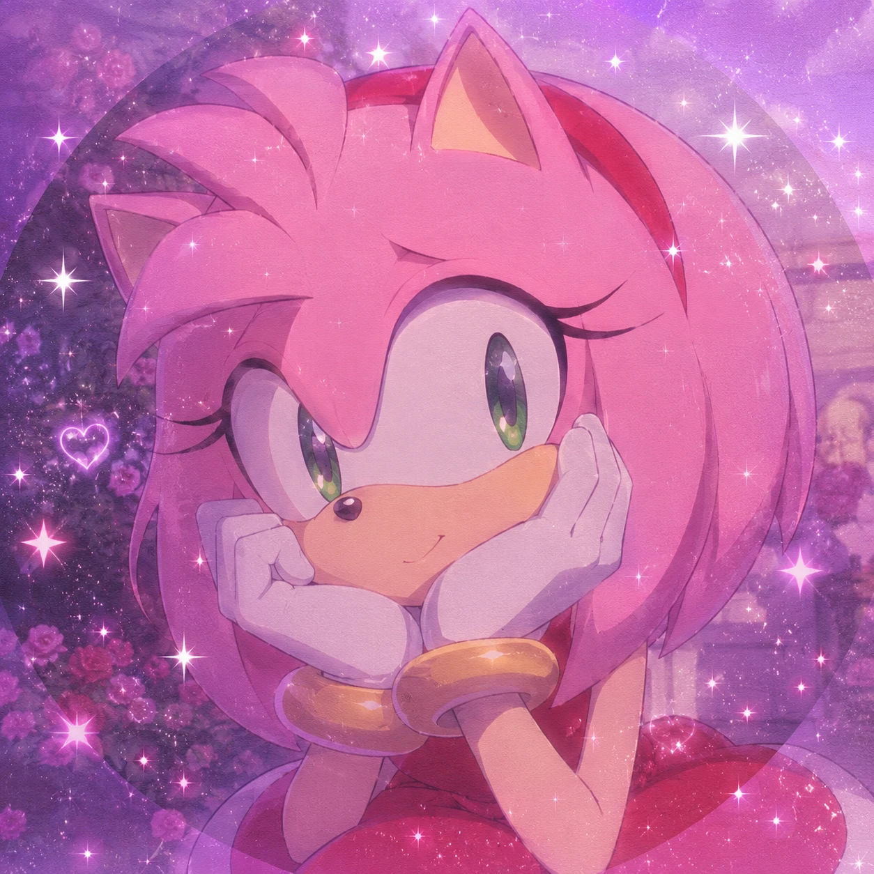 Amy Rose cute sparkle overlay aesthetic PFP profile picture.