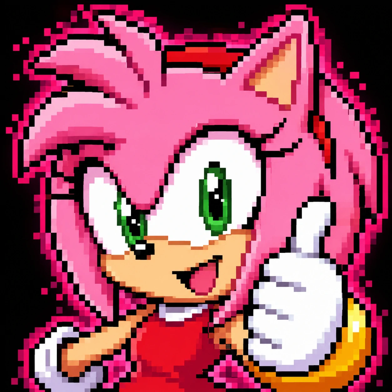 Bold pixel Amy Rose PFP for Discord icon.