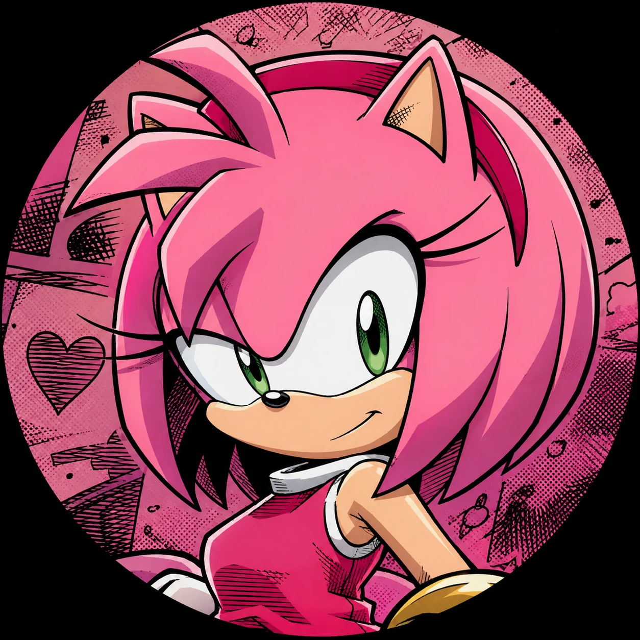 IDW linework style Amy Rose PFP icon.