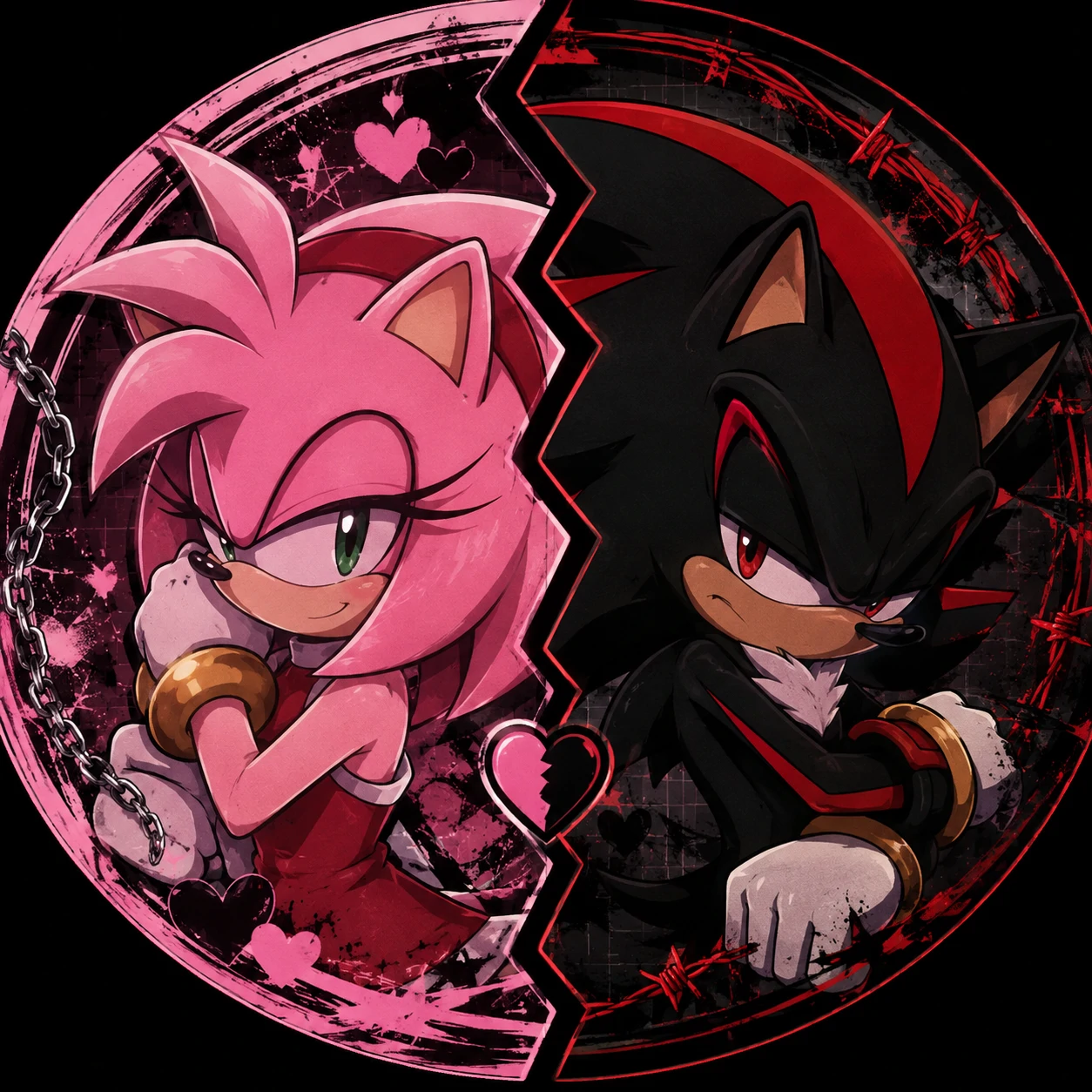 Amy Rose and Shadow matching Shadamy PFP set.