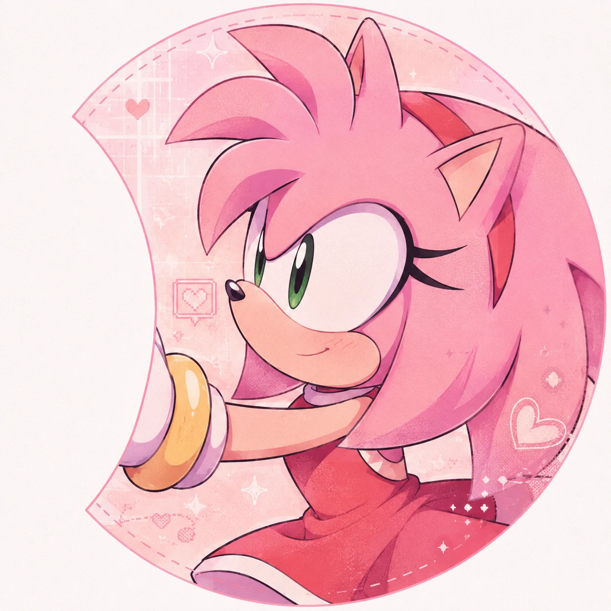 Soft pink Amy Rose half of matching Sonic sonamy set.