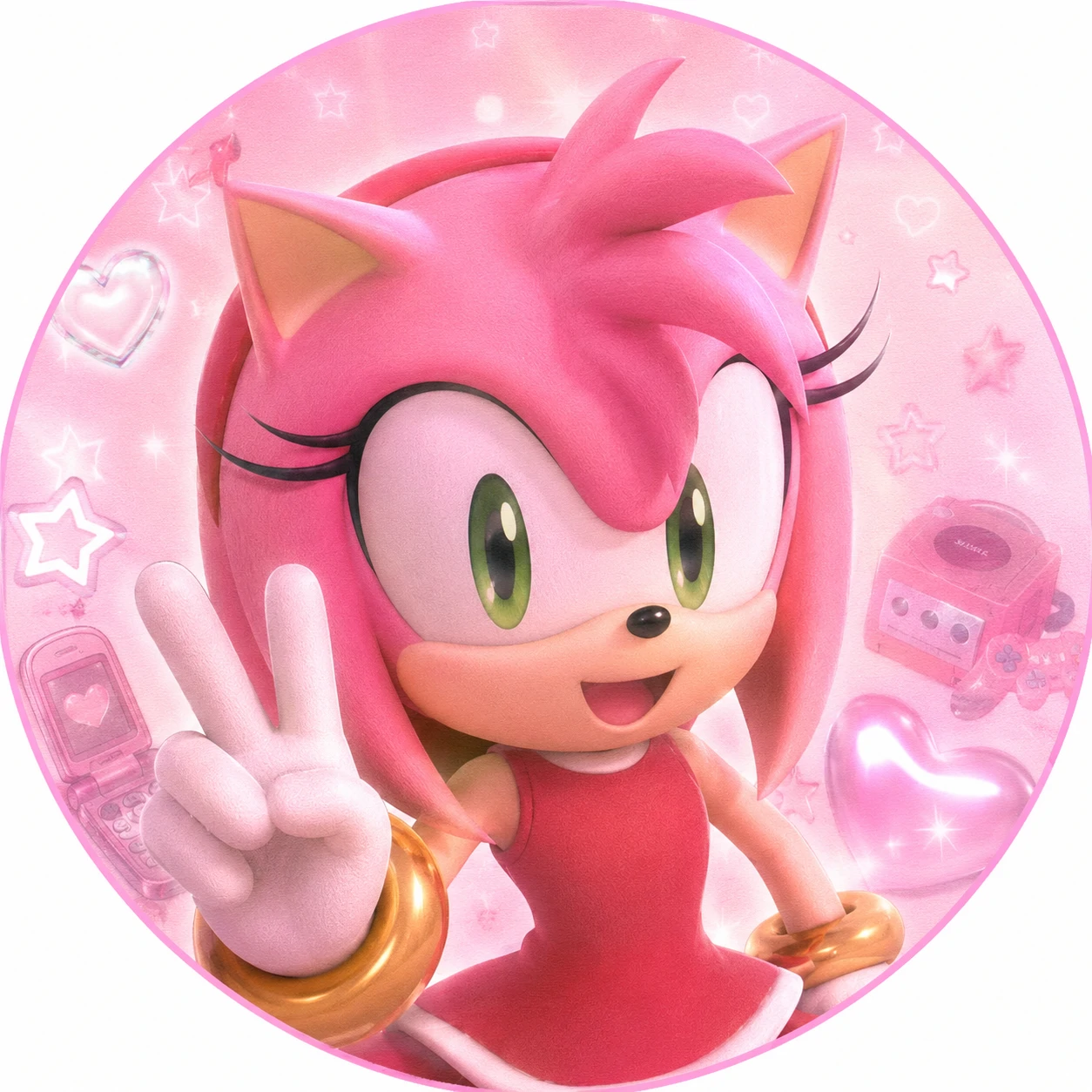 Soft Y2K style Amy Rose pink profile picture icon.