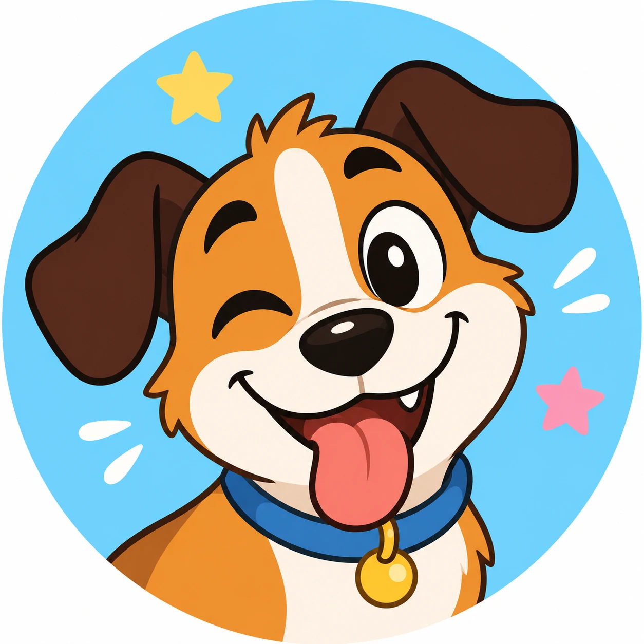 Animated cartoon dog avatar with bright flat colors