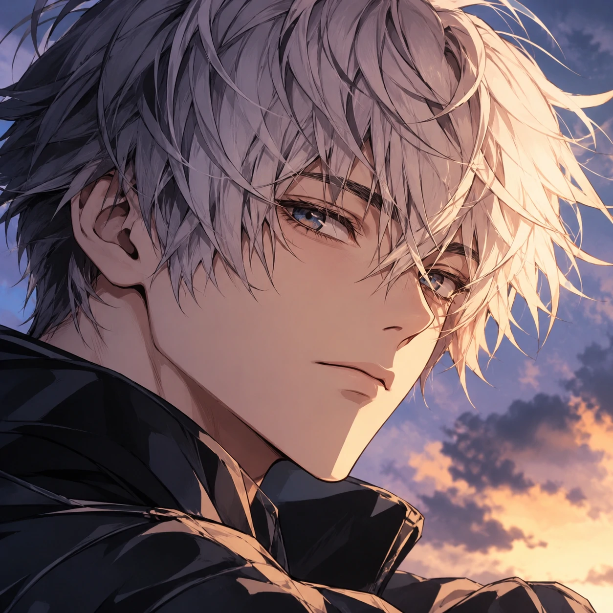 4K ultra HD anime boy PFP portrait with detailed line art