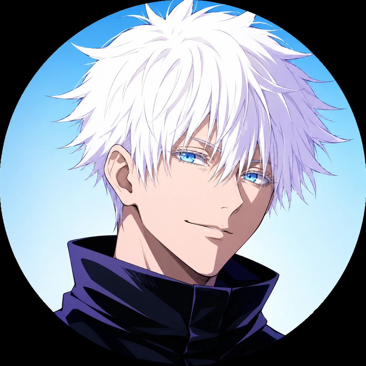 Clean anime portrait of Gojo for pfp with bright contrast and simple crop