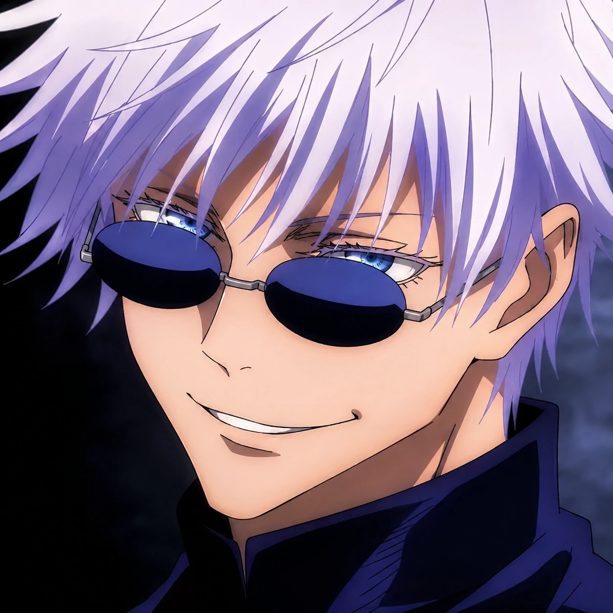 Satoru Gojo anime icon with confident smirk and clear facial crop