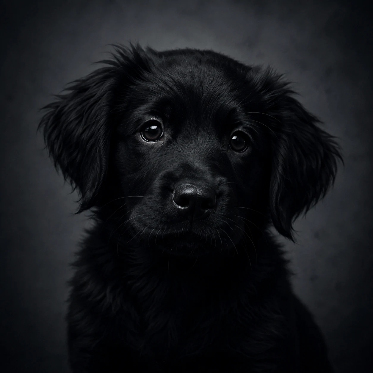 Black puppy PFP for boys with moody contrast and clean framing