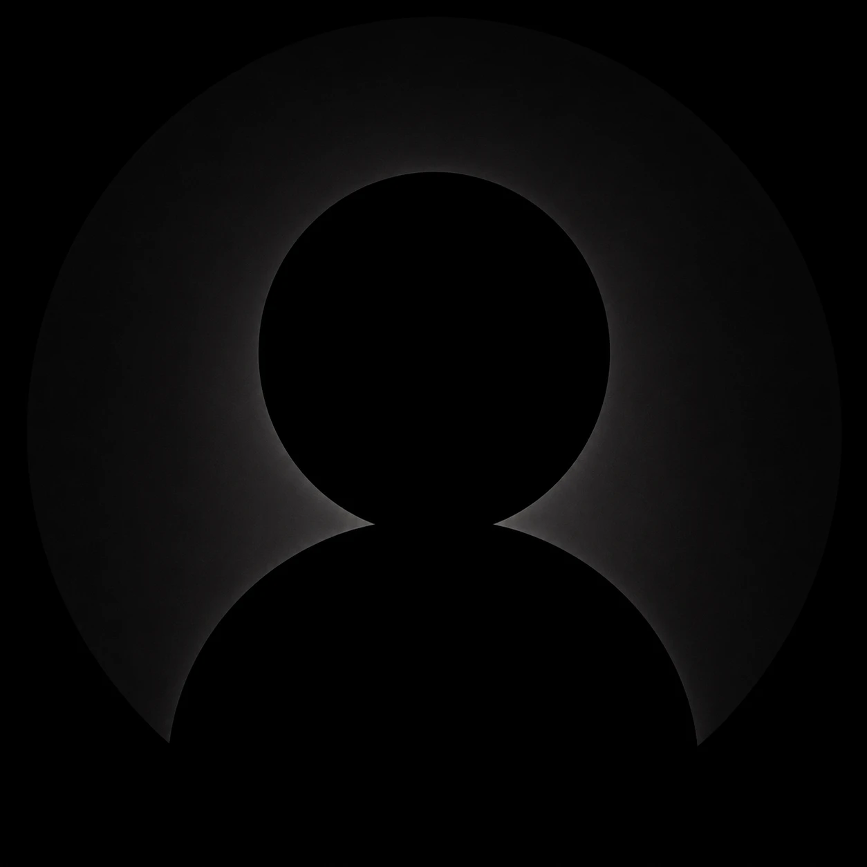 Minimal black circle silhouette for a black unknown pfp.