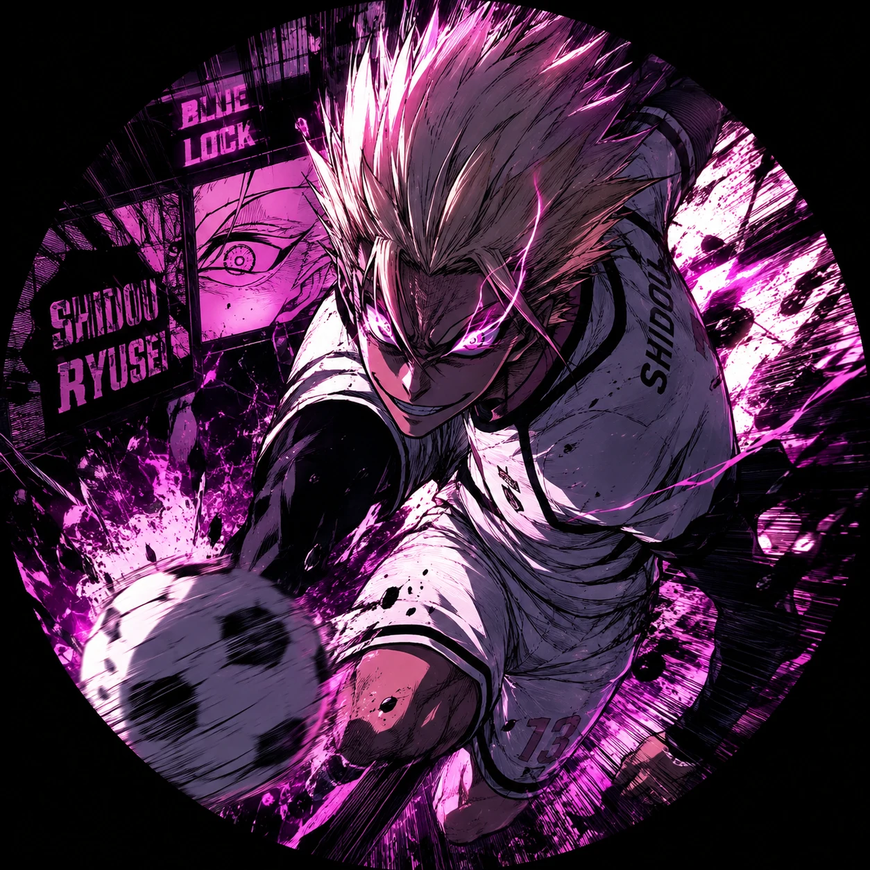 Dynamic Shidou action frame turned into a Blue Lock profile picture