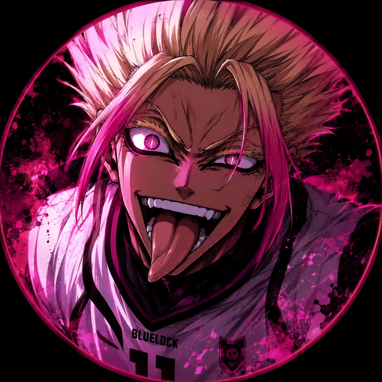 Shidou with a wild tongue-out expression in an anime profile picture