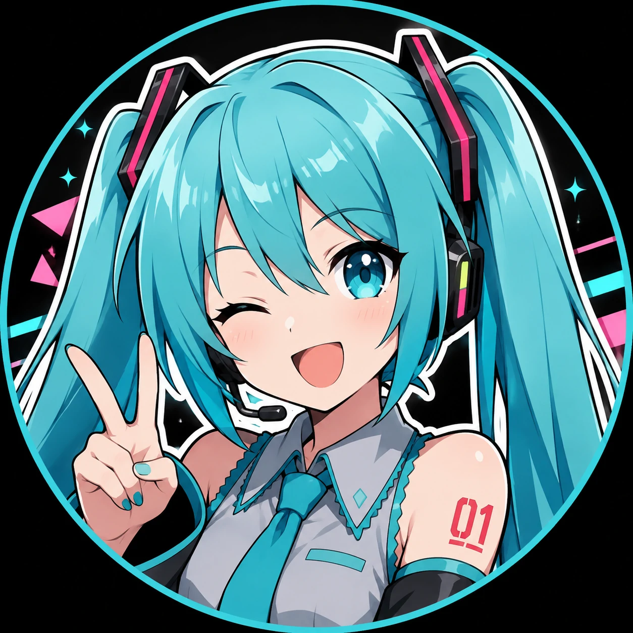 Miku pfp for Discord with bold outline, clean crop, and bright anime contrast