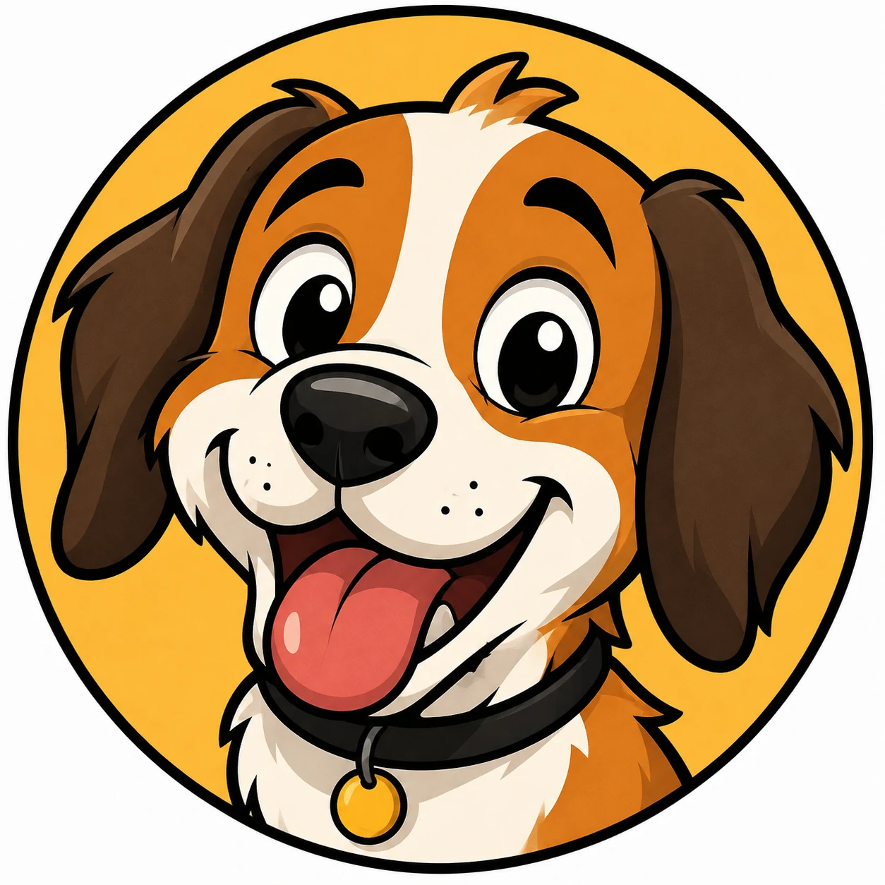 Cartoon dog illustration profile picture with bold outlines