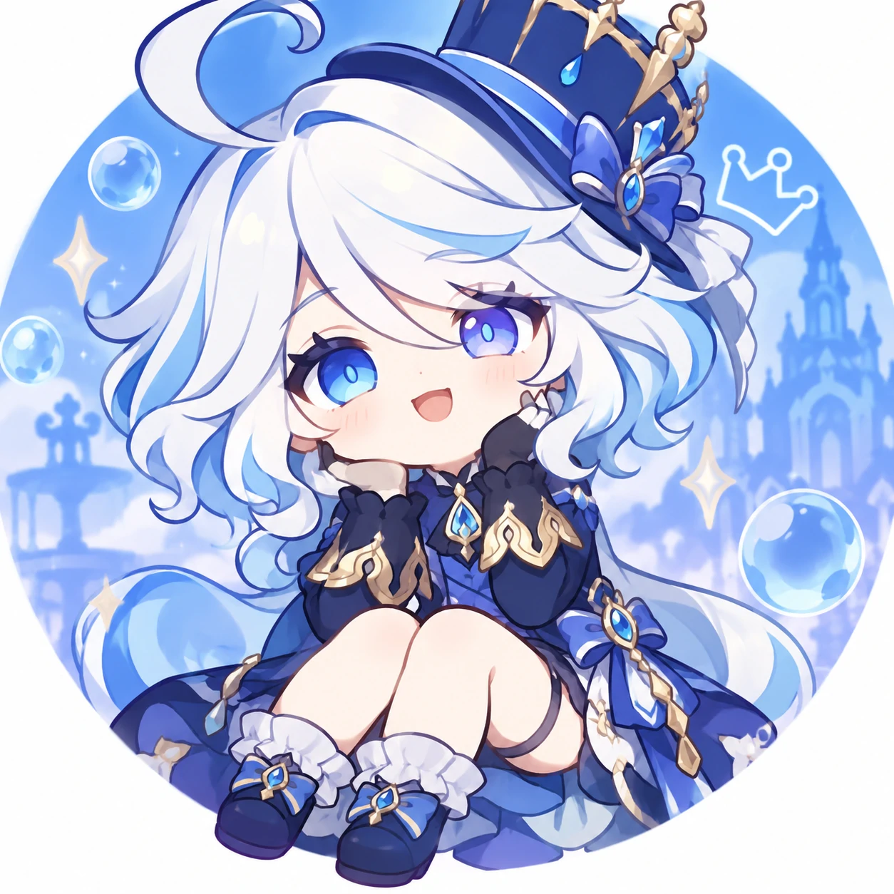chibi-furina-pfp-sitting-pose Chibi Furina pfp with sitting pose and soft pastel character illustration
