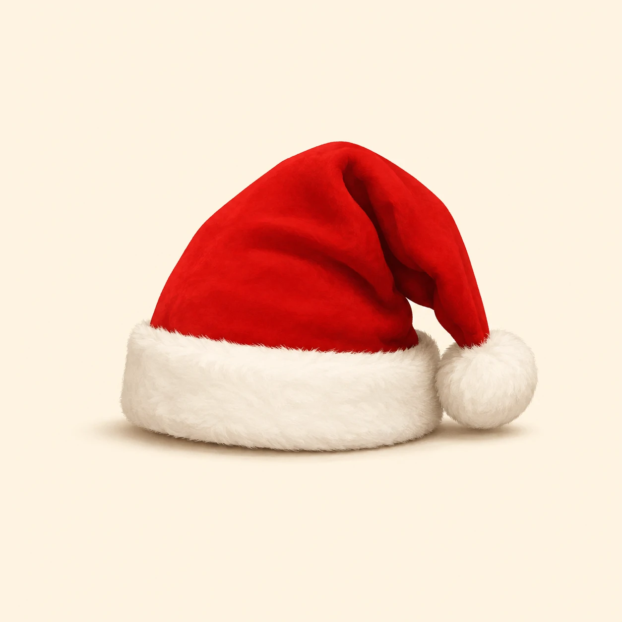 Minimalist Christmas Discord PFP of a plain red Santa hat centred on a flat cream circle