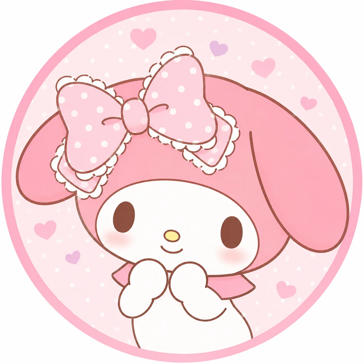 Classic kawaii My Melody avatar with pastel bow and gentle blush detail