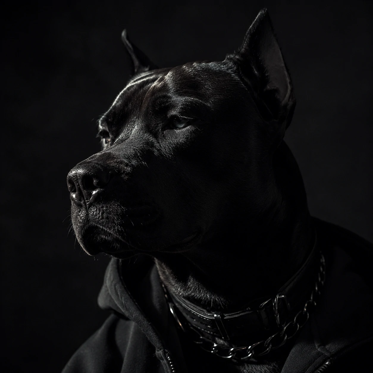 Cool dark dog PFP for boys in moody side lighting