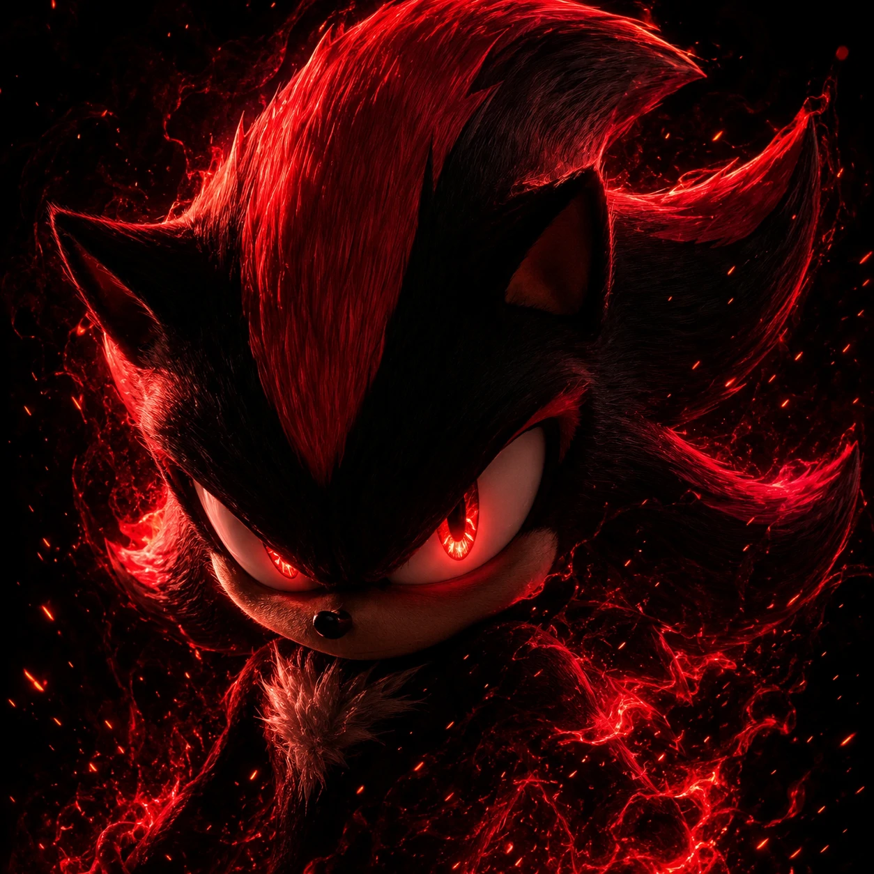 Crimson red Shadow PFP with glowing red eyes.