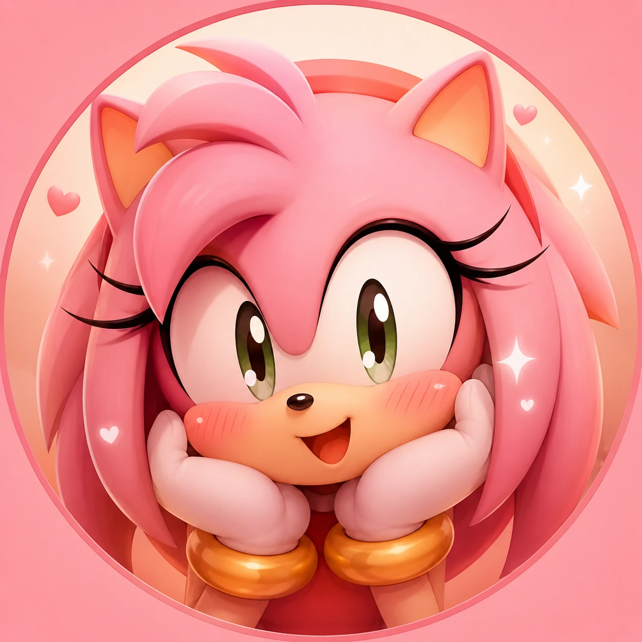 Cute Amy Rose blush icon PFP with warm colour palette.