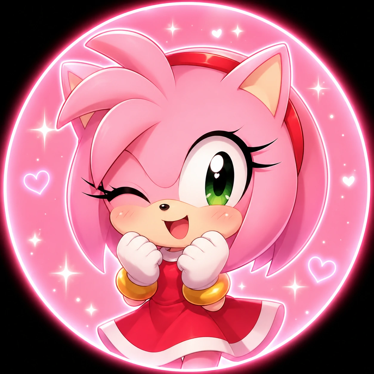 Cute chibi-style Amy Rose glowing PFP icon.
