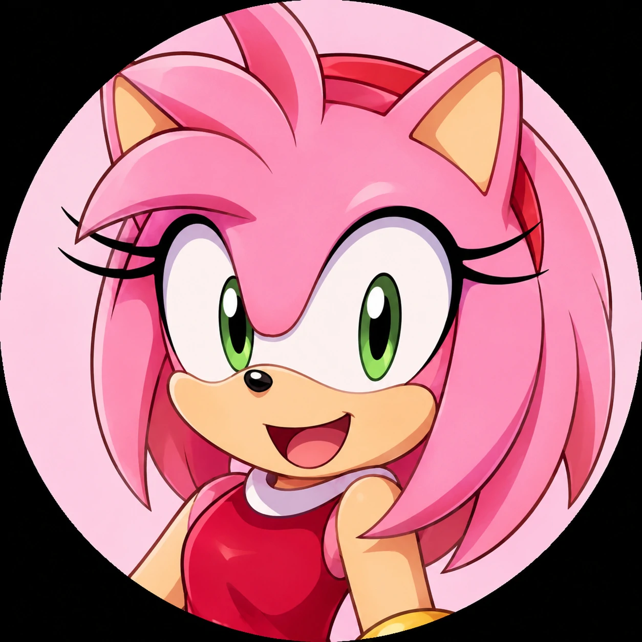 Cute Amy Rose smiling classic pink and blonde PFP.