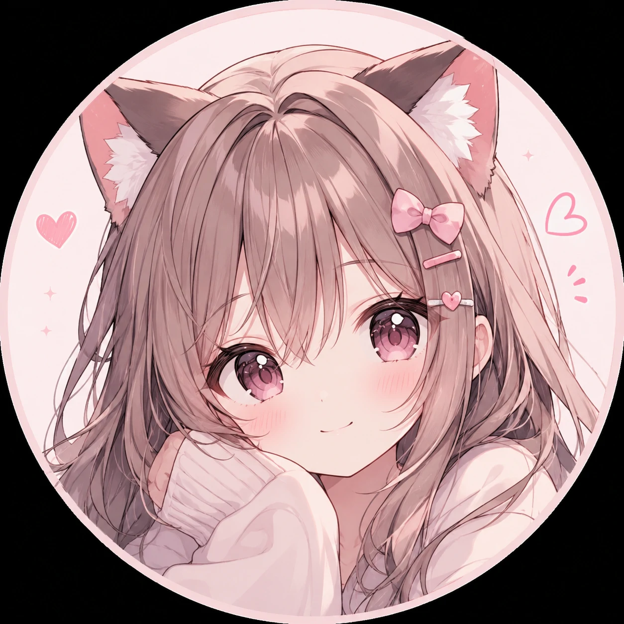 Cute anime cat ear pfp with soft smile and pastel manga shading