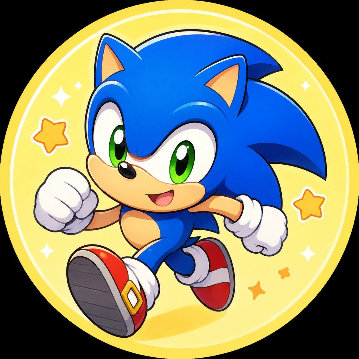 Cute cartoon Sonic avatar in a playful chibi pose.