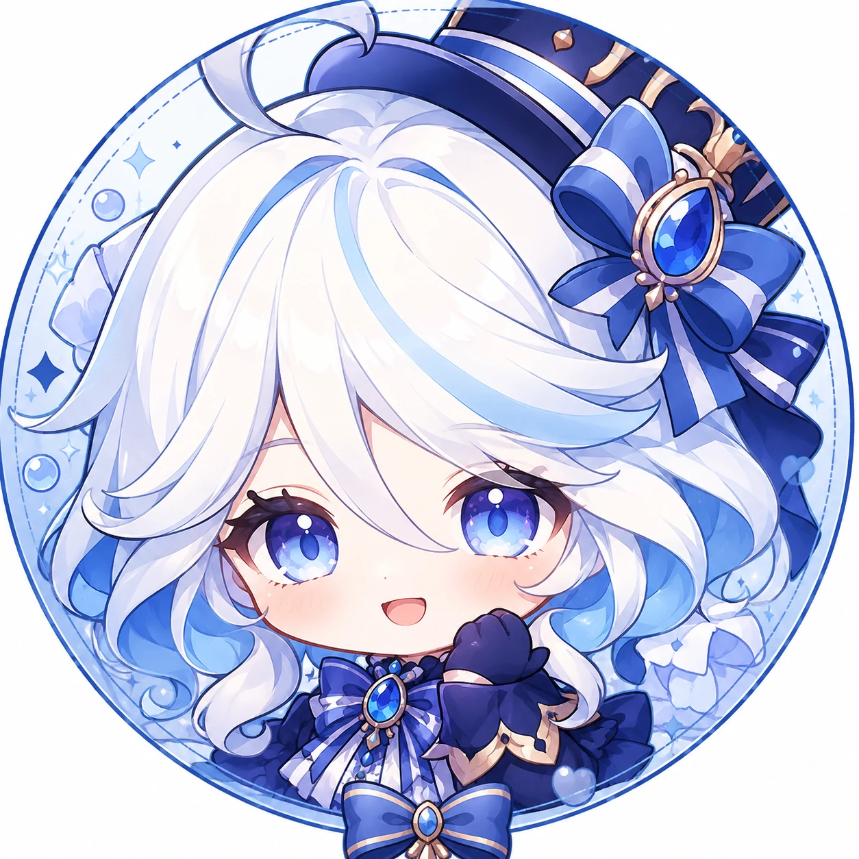 cute-chibi-furina-pfp-ribbon Cute chibi Furina pfp with ribbon accents and rounded anime face crop