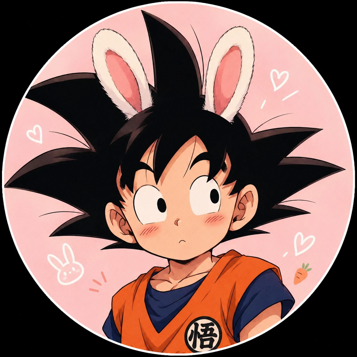 Cute Goku PFP with bunny ears fan edit, anime avatar