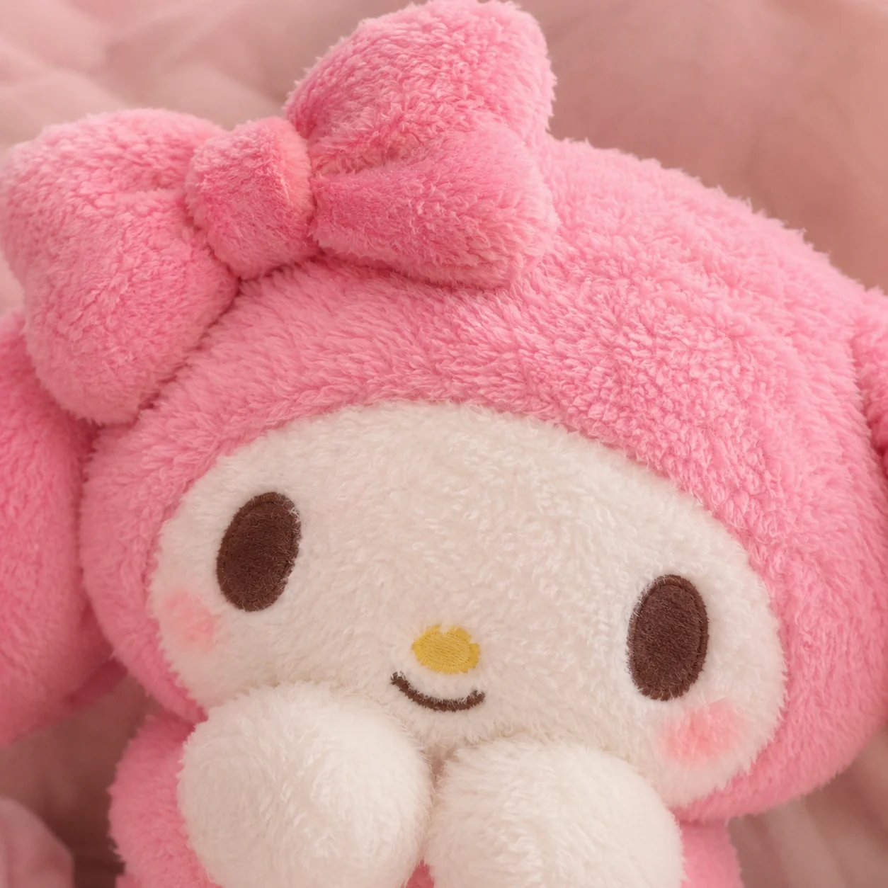 Cute My Melody plush PFP close-up with fuzzy texture and pink hood