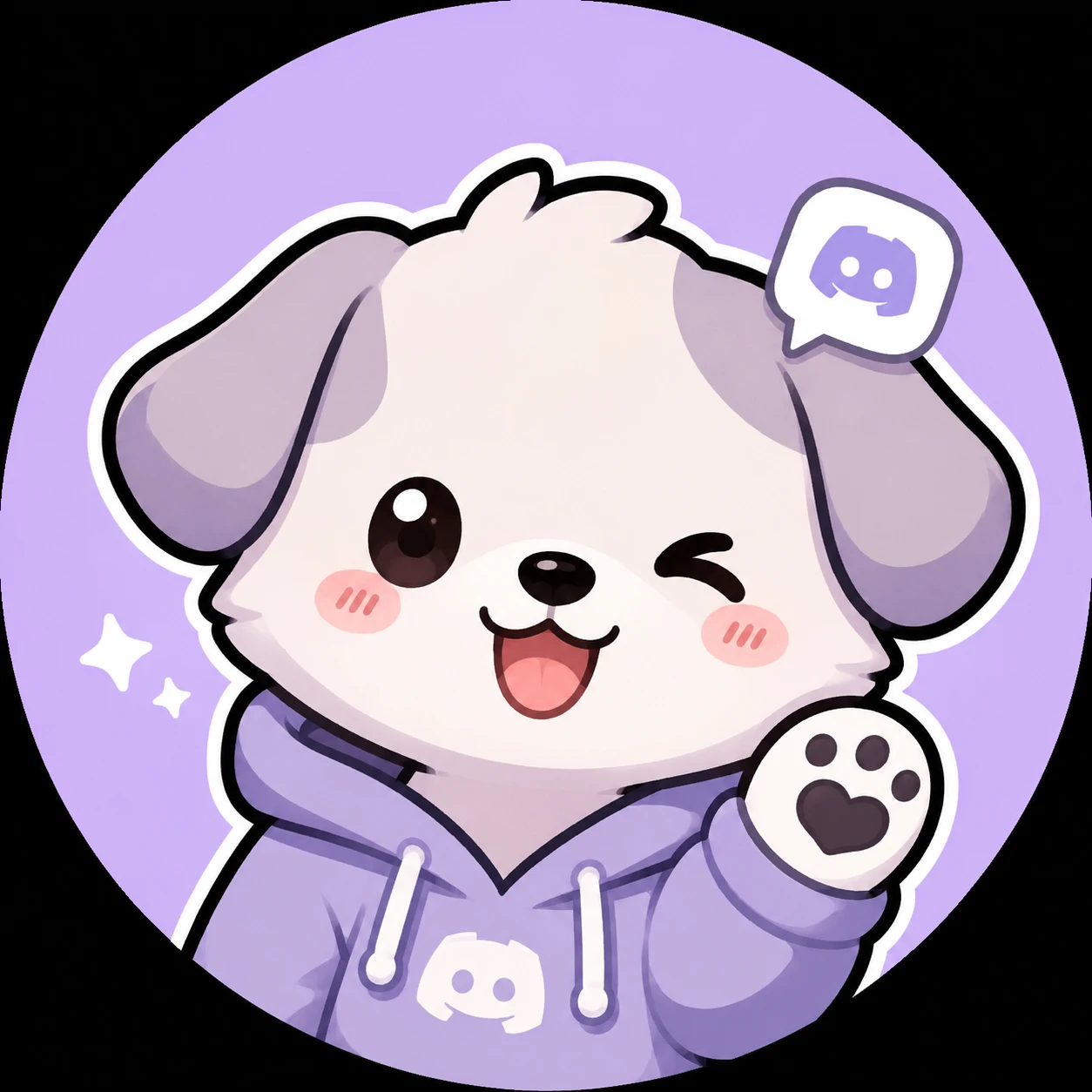 Cute Discord pfp mascot with round face, soft colors, and bold outline