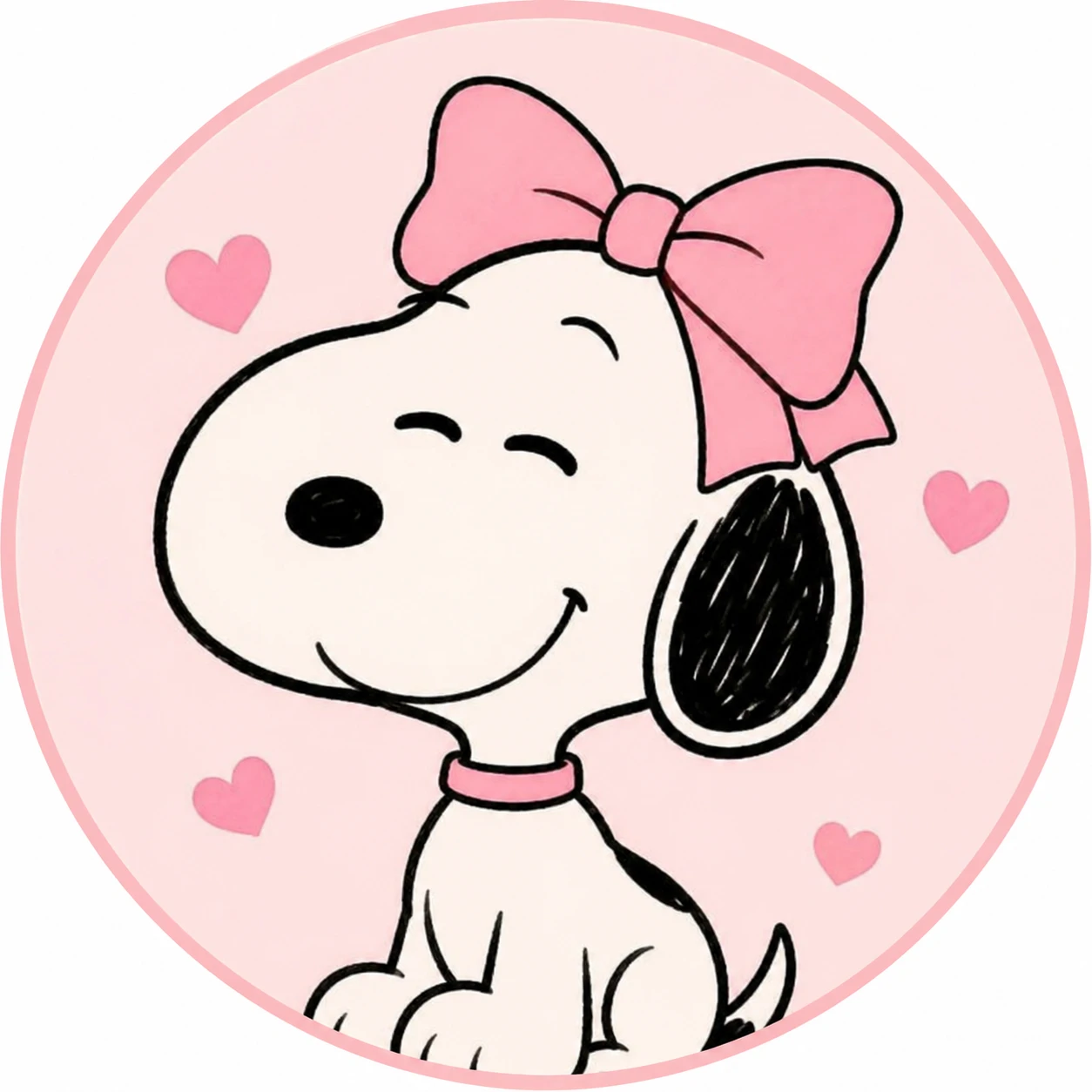 Snoopy with a pink bow in a cute Snoopy profile picture
