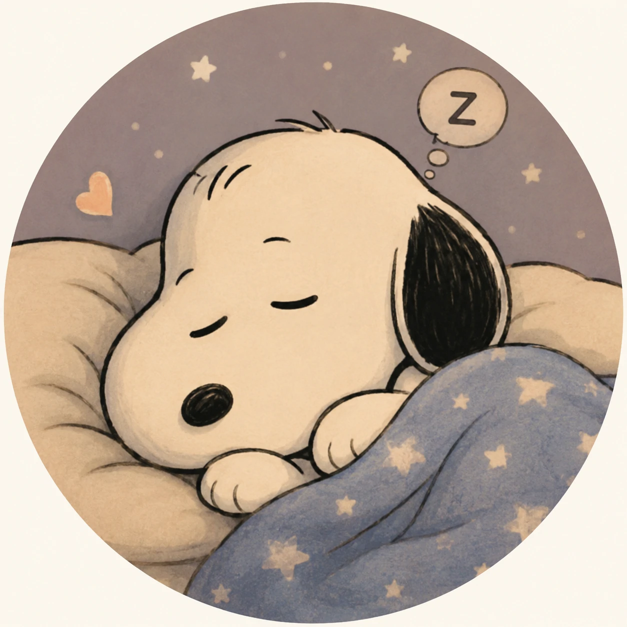 Sleepy Snoopy resting in a cute and calm profile picture
