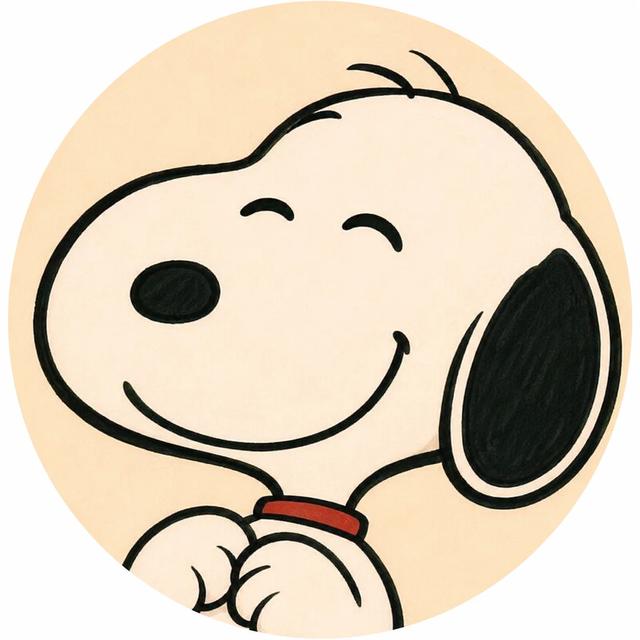 Close-up of smiling Snoopy in a cute profile picture