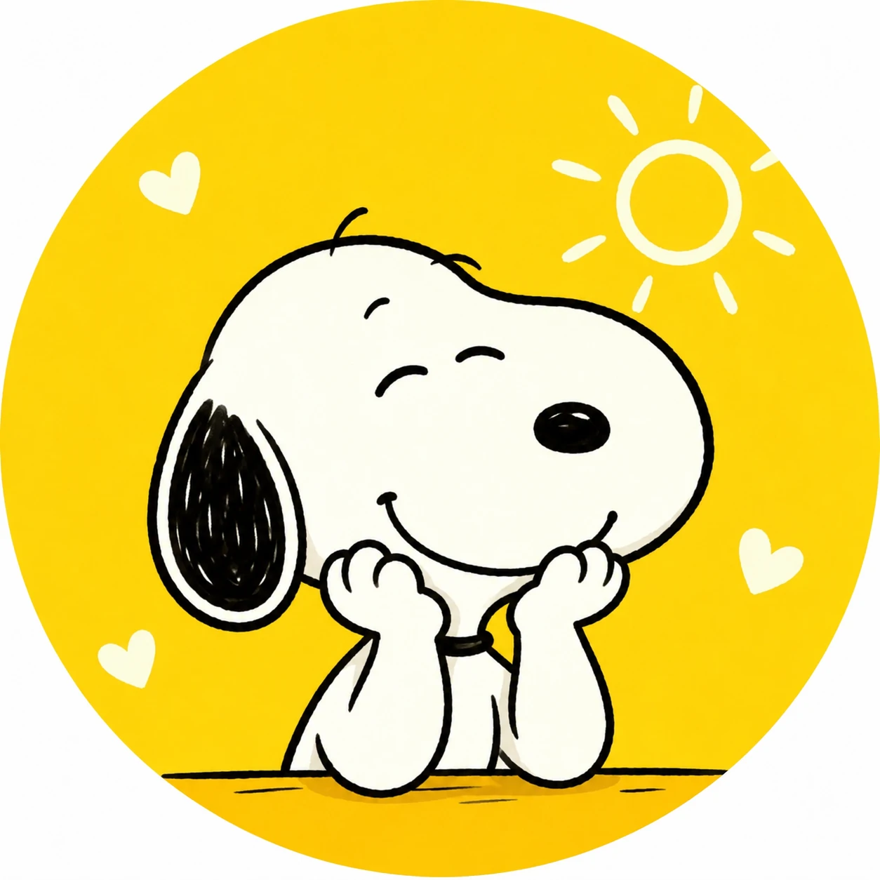 Snoopy with sunshine yellow background in a cute profile picture