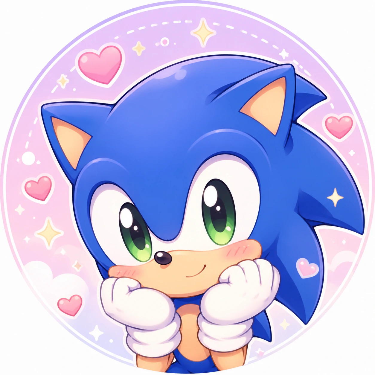 Chibi style cute Sonic PFP with big eyes and soft colours.