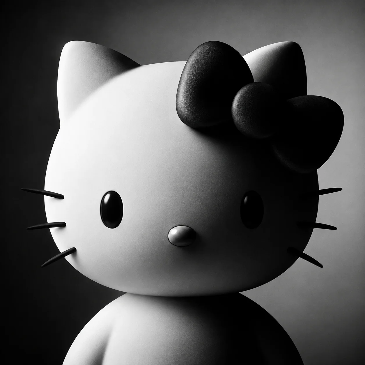 Black white gothic hello kitty pfp for moody aesthetic Discord profile picture